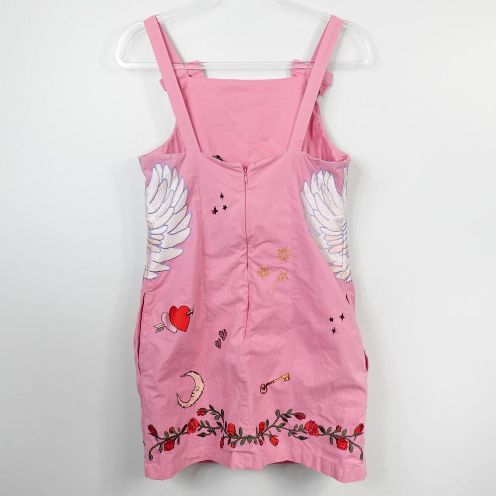 Maeve by Anthropologie Pink Swan Embroidered Bow Mini Shift Dress - Picture 5 of 16